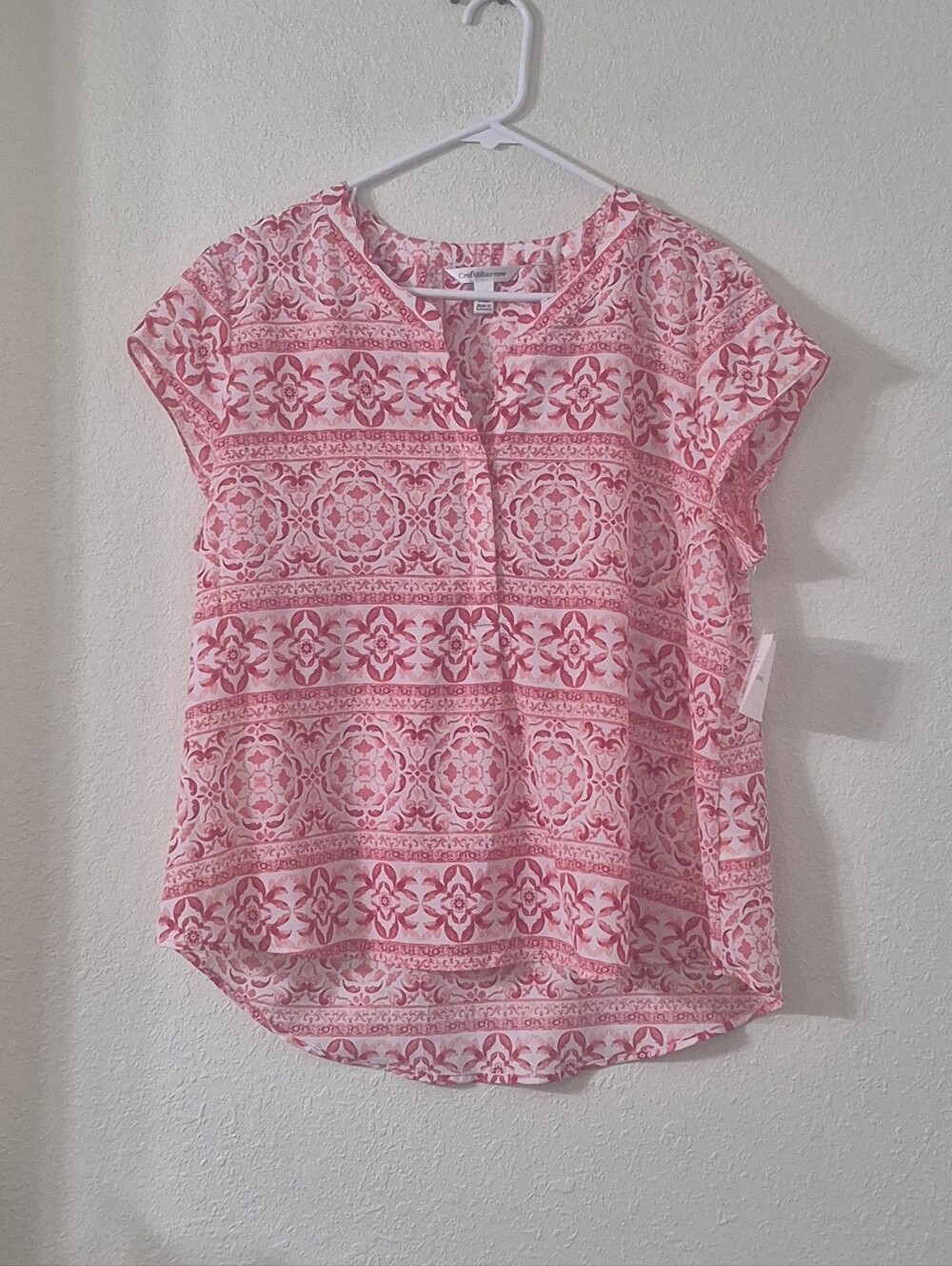 croft & barrow Pink Patterned Short Sleeve Blouse